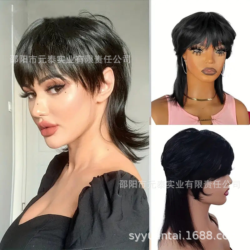 Short Pixie Cut Synthetic Wigs With Bangs For Women Cos Wig