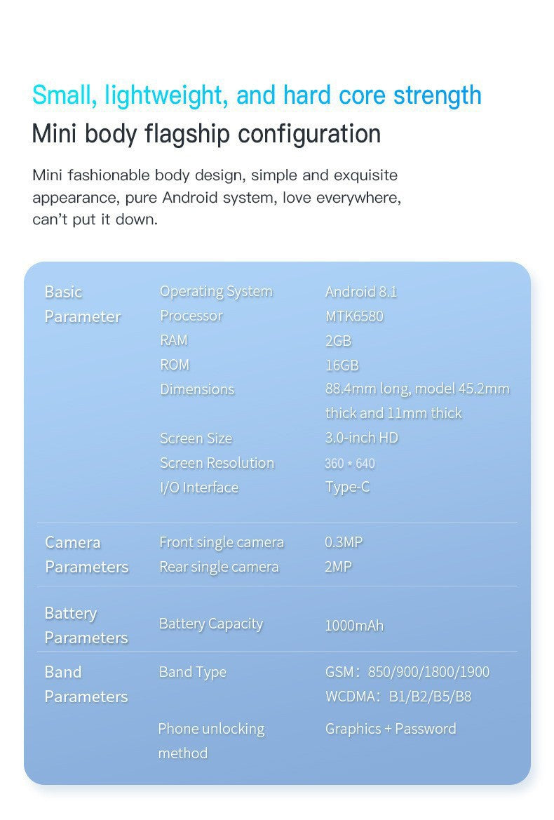 XS15Mini Mobile Phone Ultra Small Pocket Android System Quad-Core Backup Phone Traditional Google Store