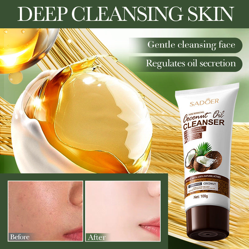 Coconut Oil Purifying Cleanser SADOER Moisturizing and pore-cleaning facial cleanser cross-border wholesale