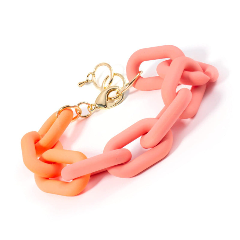 U Chain Bracelet for Women DIY Colorful Simple Resin Bracelet Lobster Clasp Extension Chain Resin Chain Bracelet