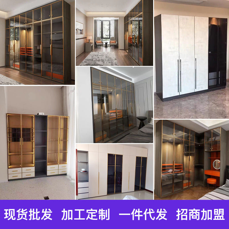 Natural Wood Color Cream Style Wardrobe with Flat Doors for Bedroom, Comes with Small Dressing Table, Freely Combinable Storage Cabinet