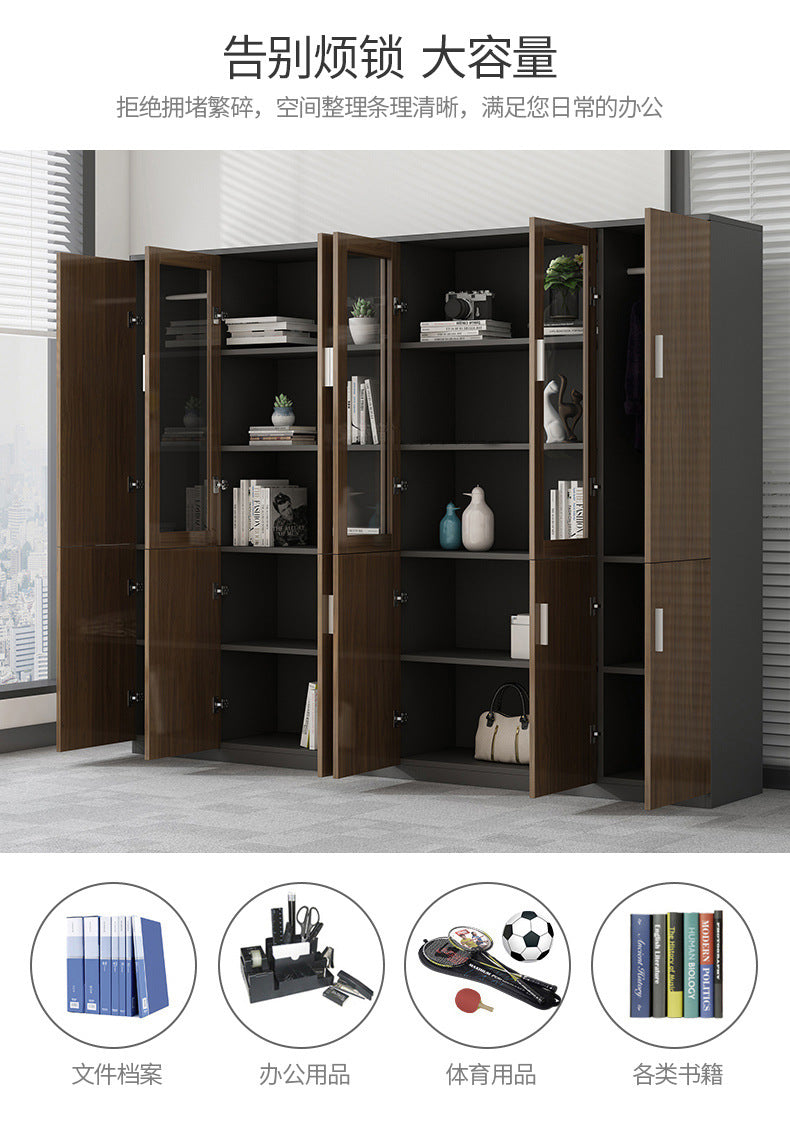File Cabinet High Cabinet Wooden Simple Modern Archive Cabinet Document Cabinet Storage Cabinet Bookcase with Lock Office Cabinet