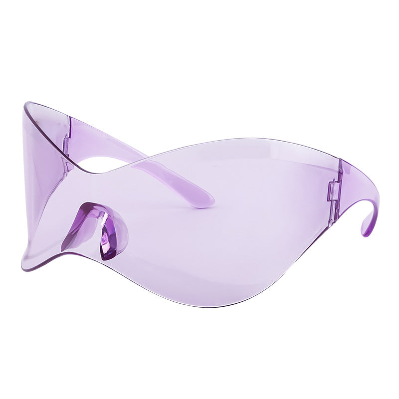 European and American Large Frame Sunglasses for Women, Trendy UV Protection Glasses with a High-End Feel Y2K Millennium Frameless Cycling Sunglasses for Men