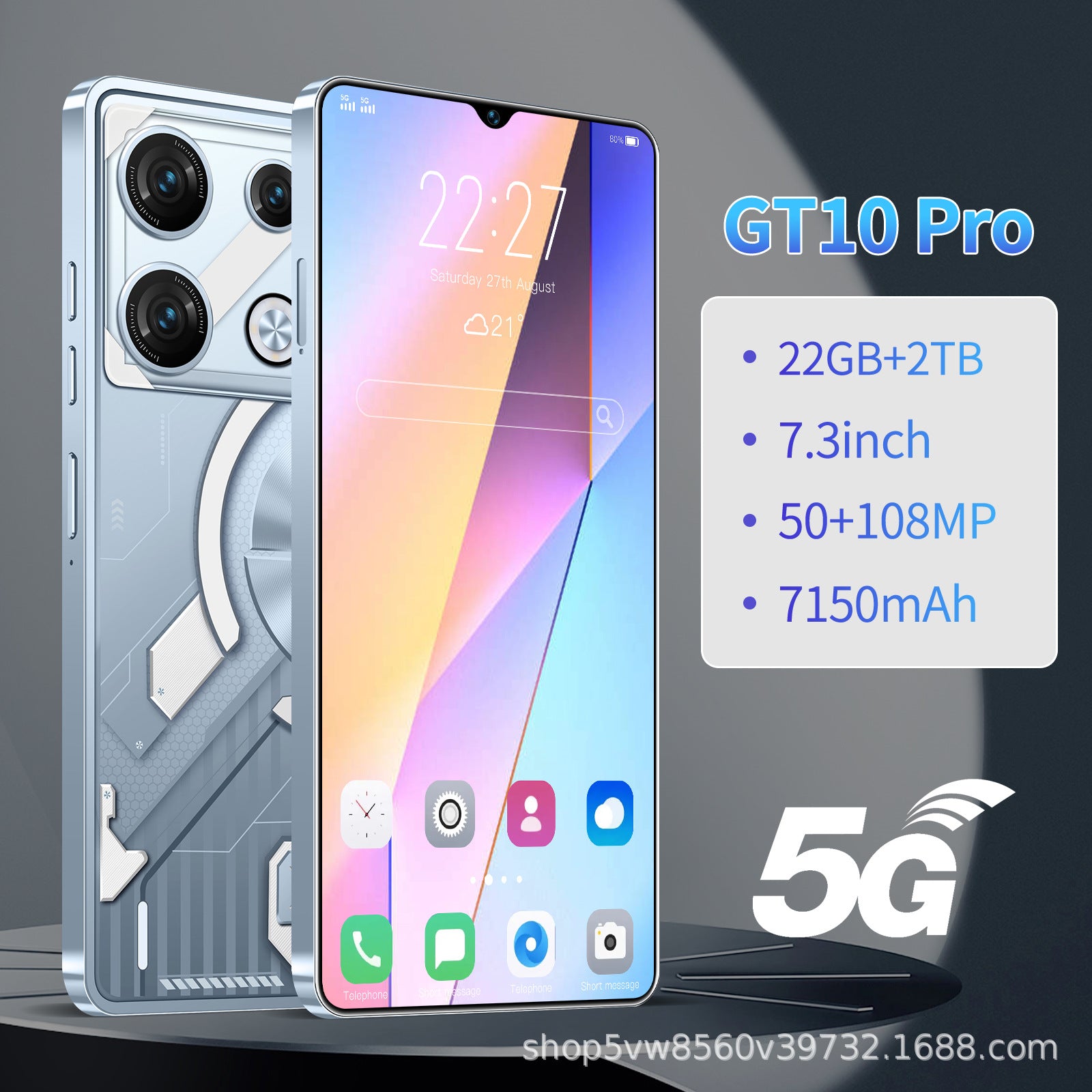 New In Stock Smart Phone GT10 Pro Dual Card Dual Standby22+2TB Factory for Android Smart Phone