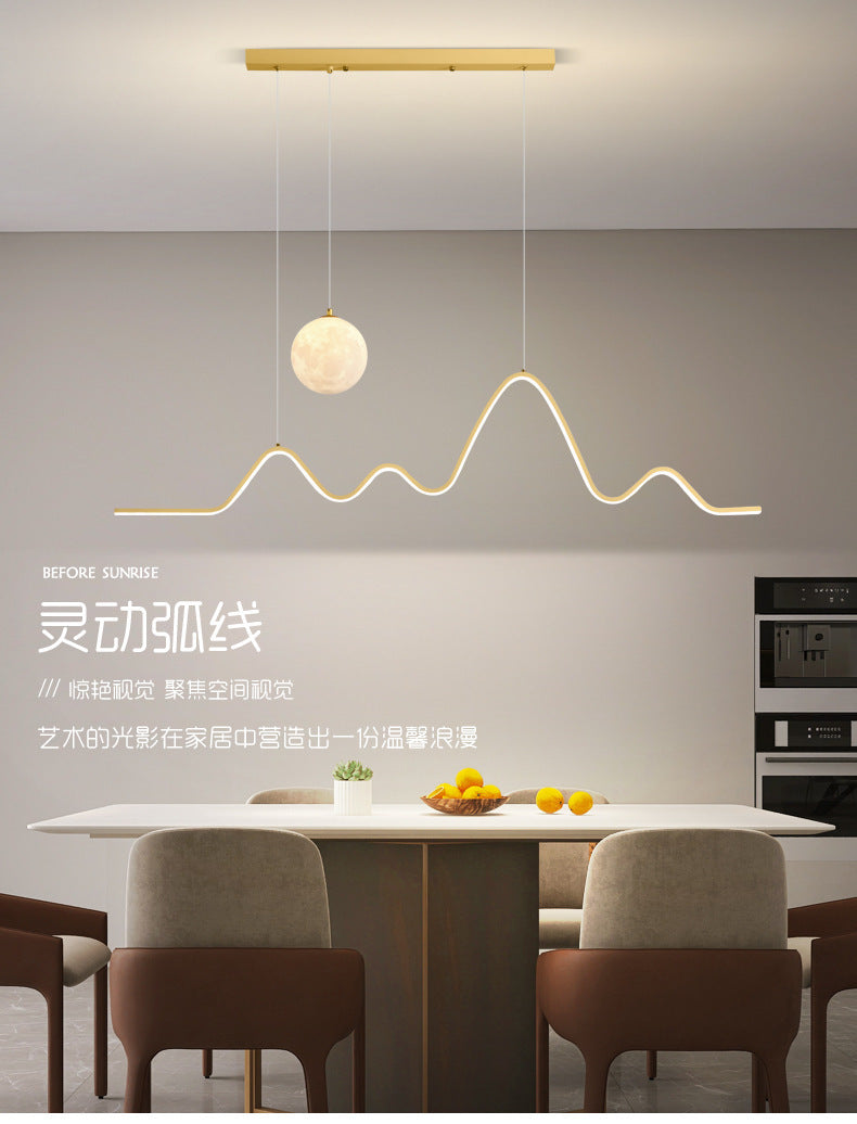 Restaurant Chandelier Light Luxury Dining Room Dining Table Bar Modern Minimalist Moon Lamp Minimalist Long Strip Guangdong Zhongshan Factory