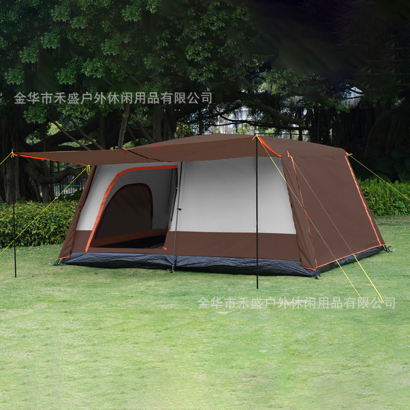 Thickened outdoor tent with two rooms and one living area, sunproof and waterproof3-12Camping Tent