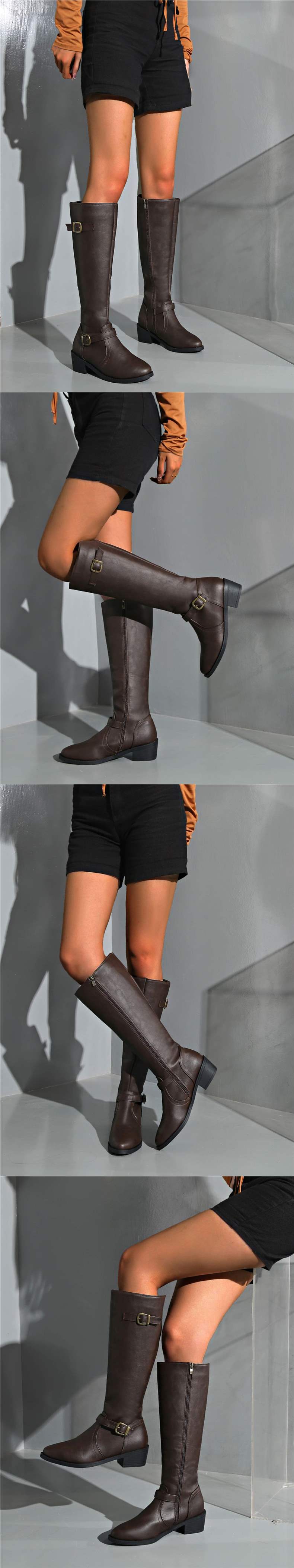 European and American Style Long Boots for Women Riding Boots2025New straight-leg boots mid-heel Martin boots knee-high boots