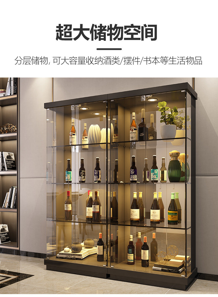 Custom Apartment Glass Wine Cabinet Light Luxury Transparent Collection Figurine Display Cabinet Factory Direct Sales Undertakes Hotel Projects