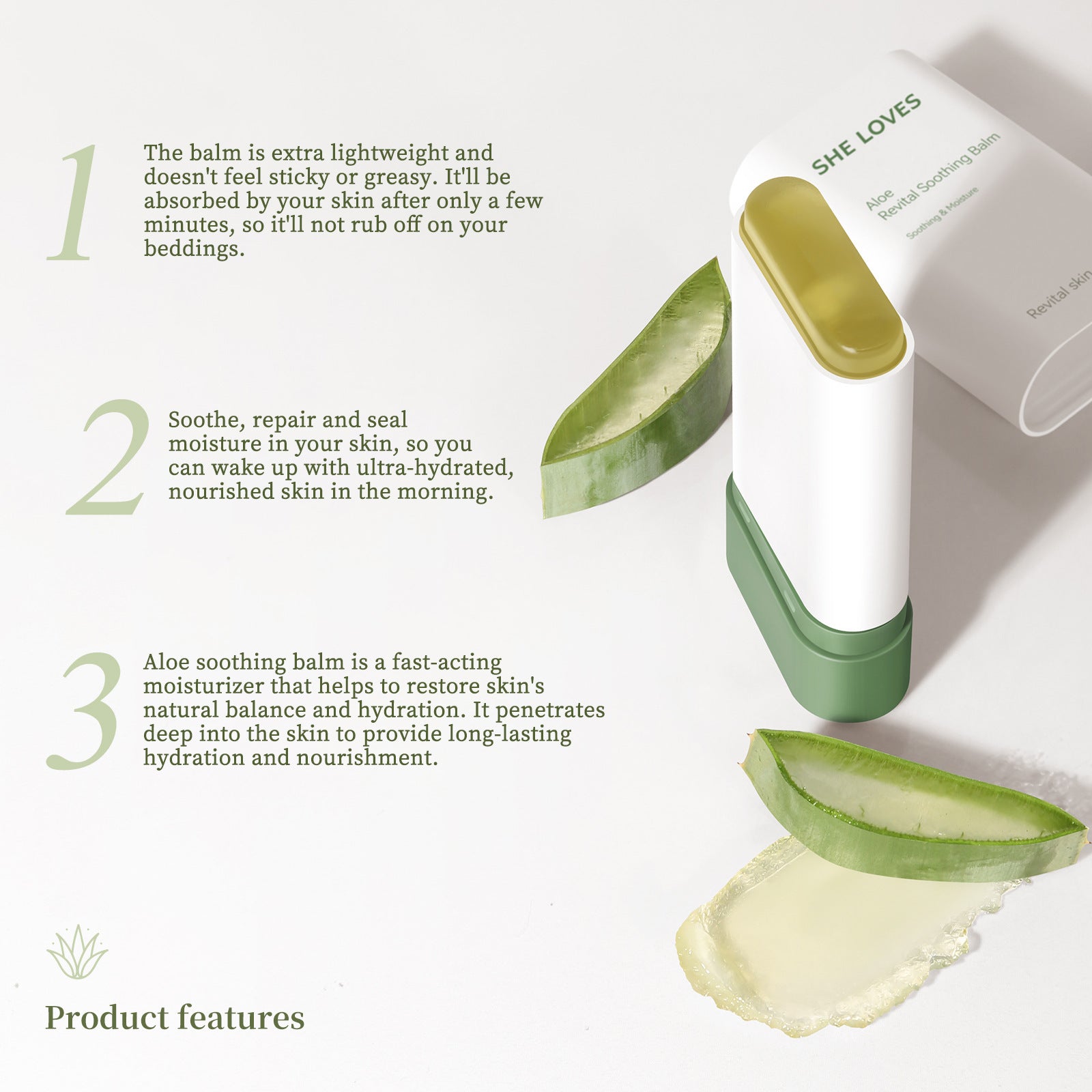 SHELOVES Aloe Vera Rejuvenating Soothing Stick After Sun Redness Sensitive Skin Repair Hydrating Moisturizing Gel Cream