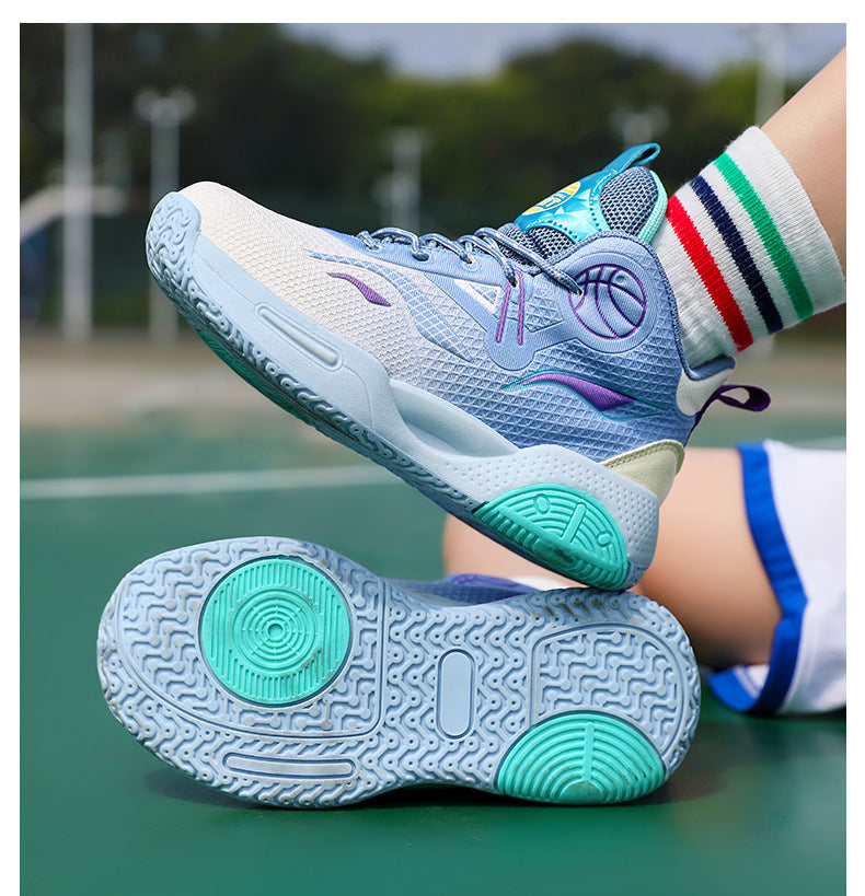 Boys' Casual Fashion Trendy Children's Shoes Non-Slip Wear-Resistant Sports Shoes for Elementary School Students Training Multi-Color Basketball Shoes