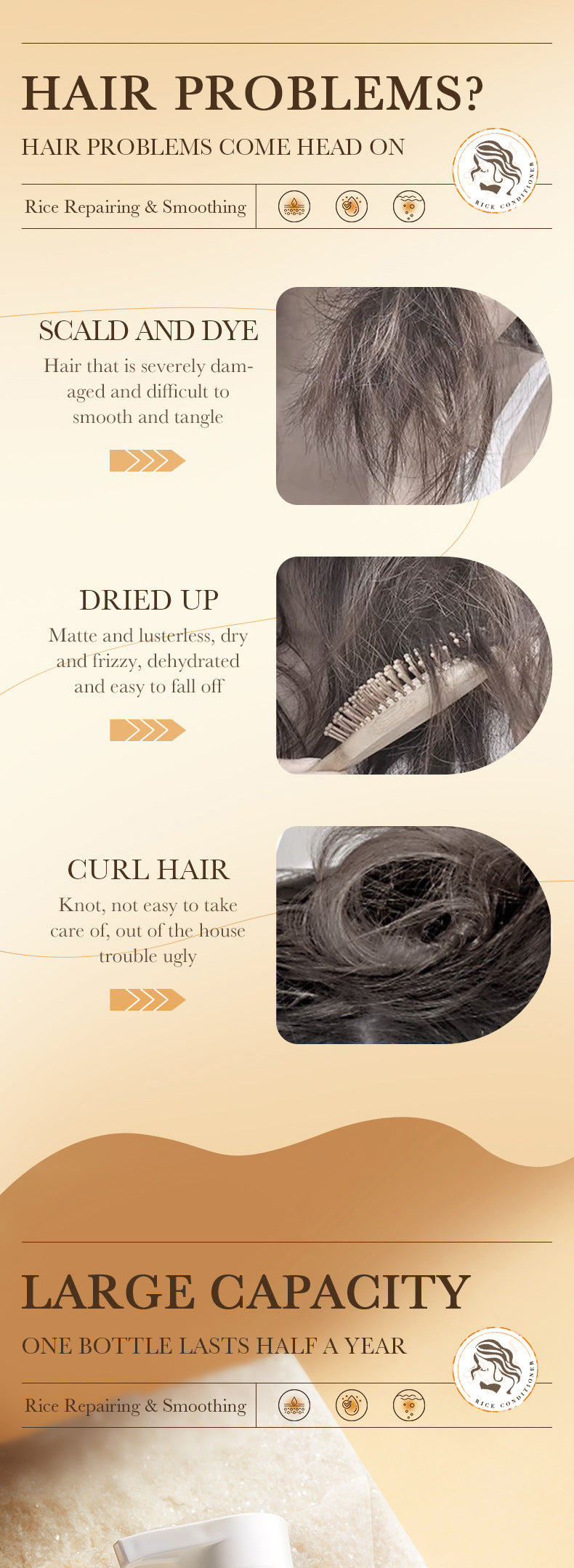 Rice Puree Hair Conditioner500mlBIOAOUA Repair Smooth Improve Frizz Cross-Border Wholesale