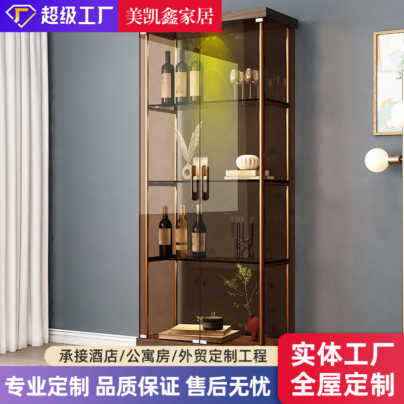 Custom Living Room Tempered Glass Small Wine Cabinet Handcrafted Display Cabinet Wall Triangle Cabinet Corner Decorative Storage Cabinet
