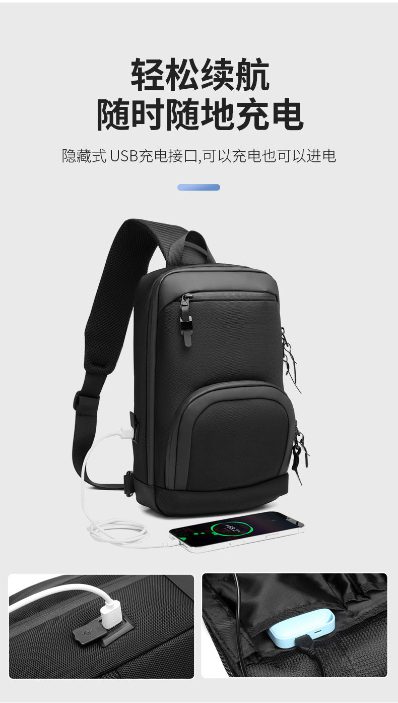 ozuko New Oxford Cloth Chest Bag Outdoor Men's Shoulder Bag Casual Waterproof Men's Bag Single Shoulder Crossbody Bag