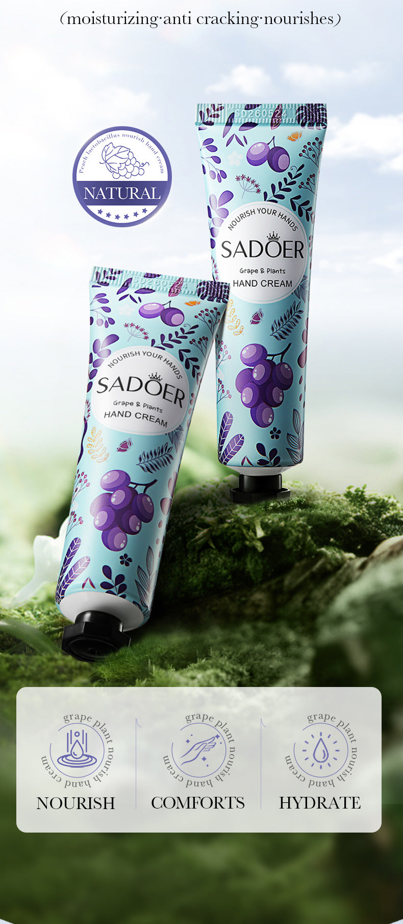 Grape Moisturizing Hand Cream SADOER Autumn and winter anti-chapped moisturizing hand cream cross-border foreign trade wholesale