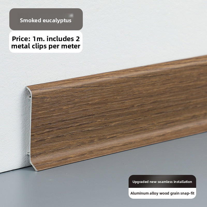Thickened aluminum alloy skirting board, snap-on metal baseboard, self-adhesive, seamless, stainless steel skirting board for home use