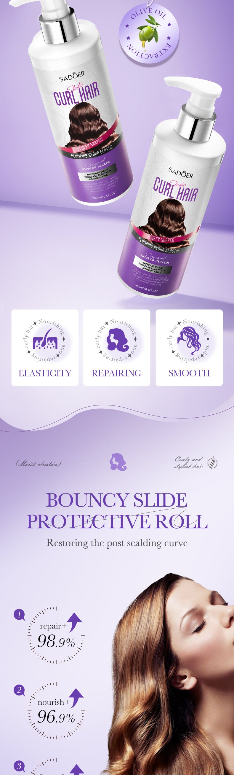 Elastin300ml SADOER Rich Moisturizing Nourishing Hair Conditioner Cross-Border Wholesale