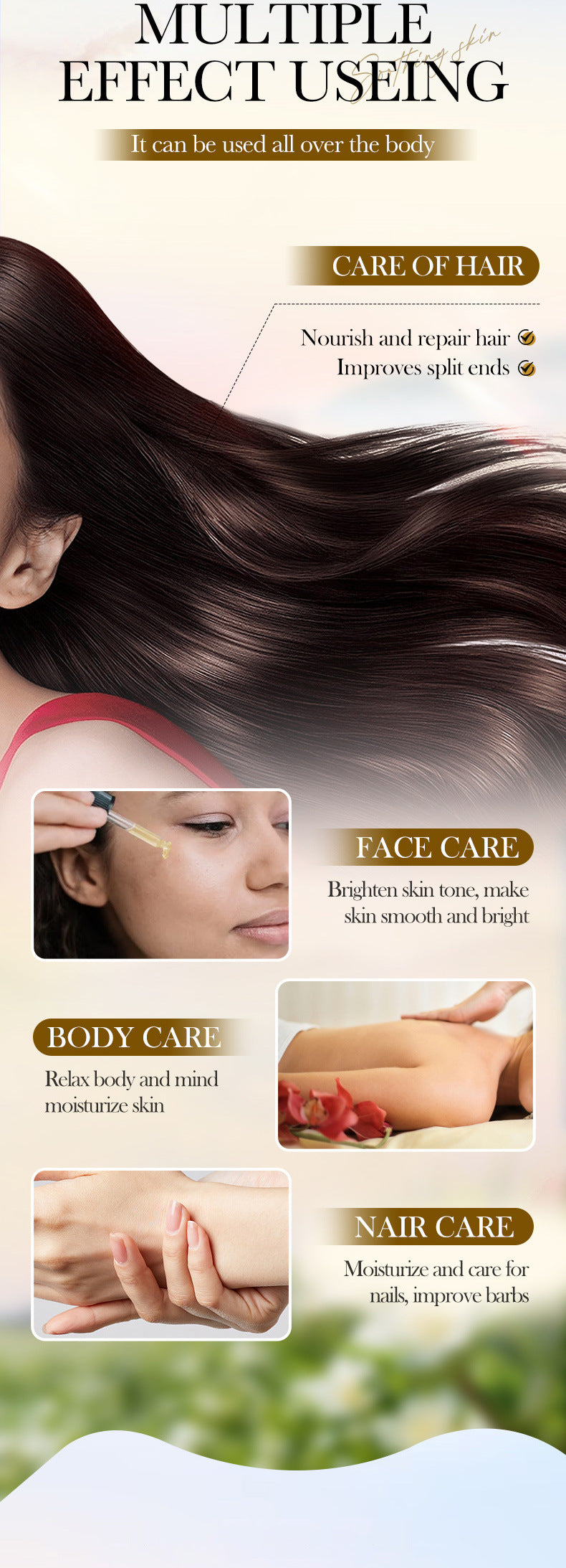 Cross-border Jasmine Dried Flower Massage Oil SADOER Moisturizing and rejuvenating skin body oil cross-border foreign trade wholesale