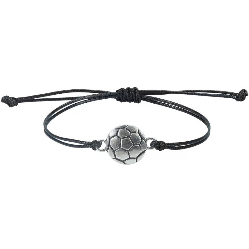 Basketball Wax Line Simple Bracelet Men's Holiday Gift Football Baseball Alloy Pendant Fan Sports Woven Bracelet