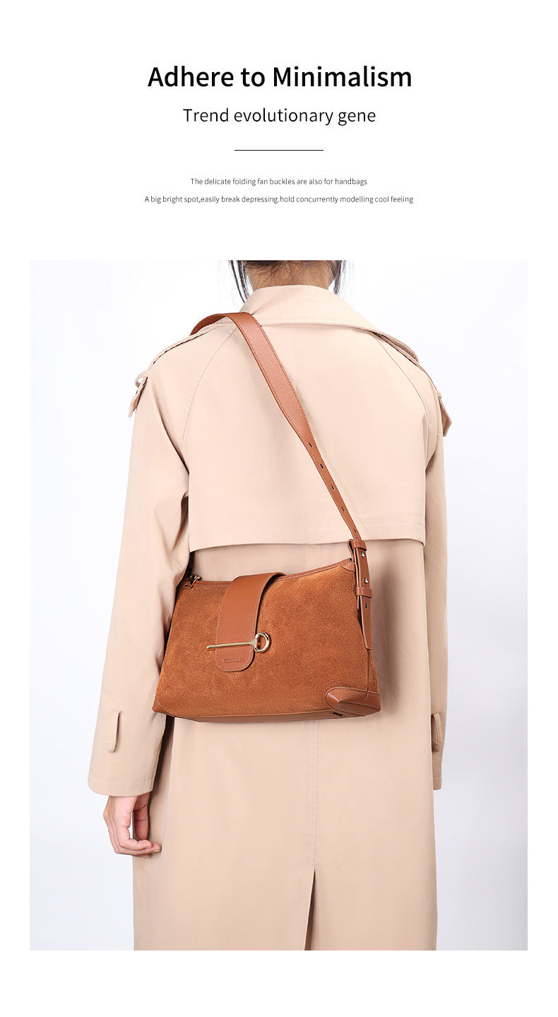 European and American New Style Deer Antler Leather Bag Single Shoulder Underarm Bag Light Luxury Fashion Women's Bag Genuine Leather Crossbody Women's Bag Niche Large Capacity