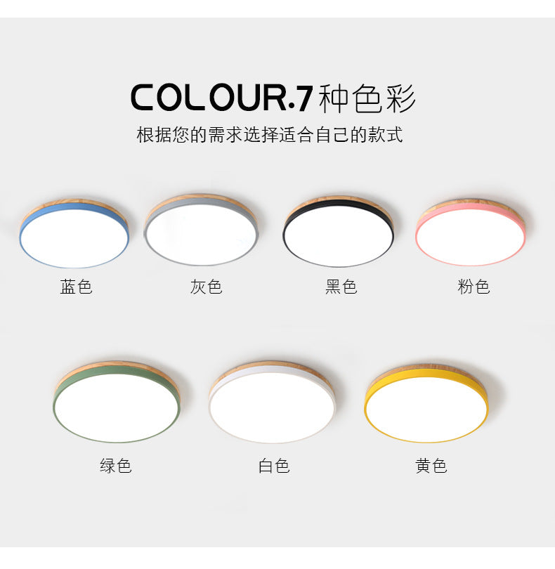 Nordic Solid Wood Macaron Ceiling Light led Round Iron Art Bedroom Lamp Living Room Lamp Home Decor