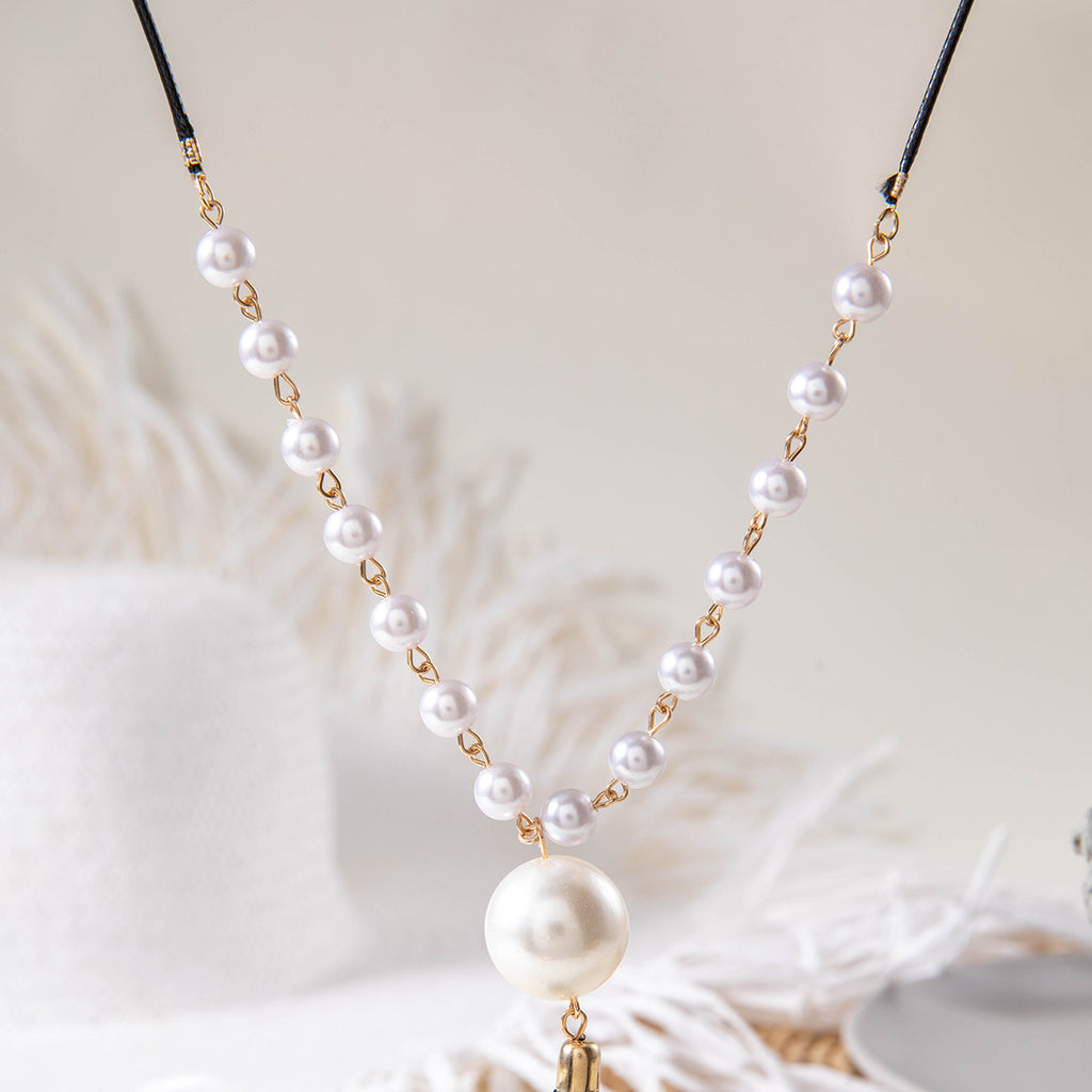 Simple Colorful Beaded Tassel y Chain Necklace Elegant Versatile Diamond-Studded Sweater Chain Jewelry