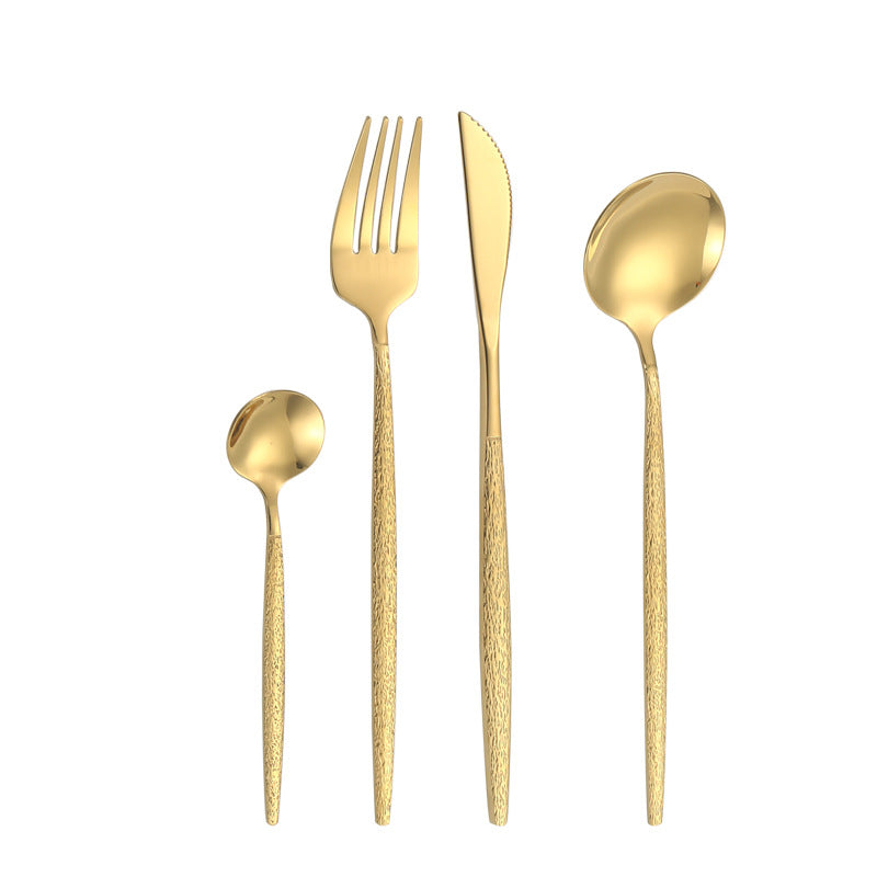 Stainless Steel Cutlery Western Knife Fork Spoon Restaurant Steak Knife Fork Hammer Pattern Portugal24Set