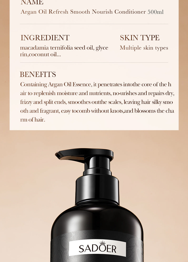 Argan Oil Shampoo500ml SADOER Smooth Anti-Dandruff Refreshing Conditioner Cross-Border Wholesale