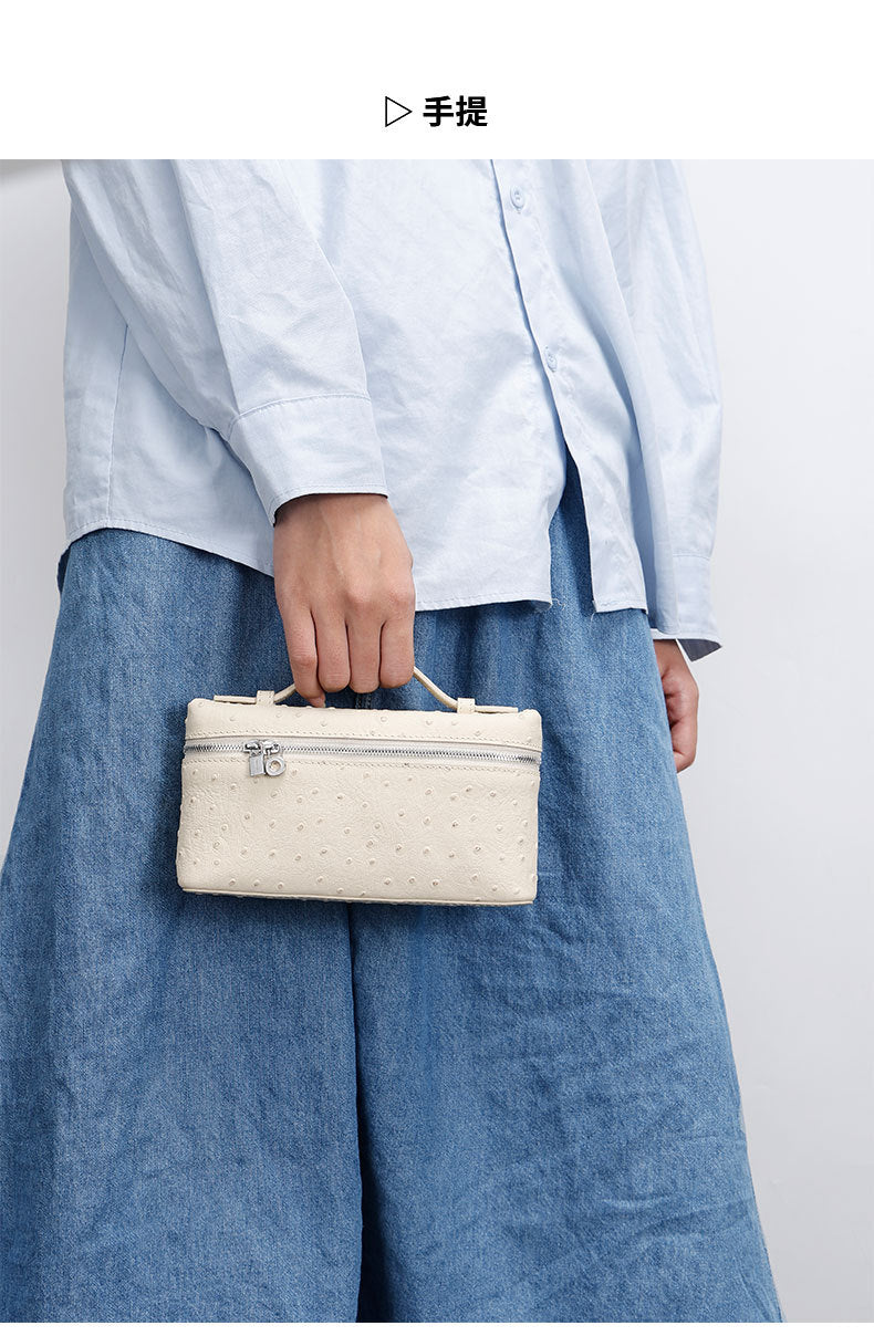 GIgi Same Style Women's Bag Niche Elegant Handheld Lunch Box Bag Women Simple Top Layer Cowhide Single Shoulder Crossbody Small Bag