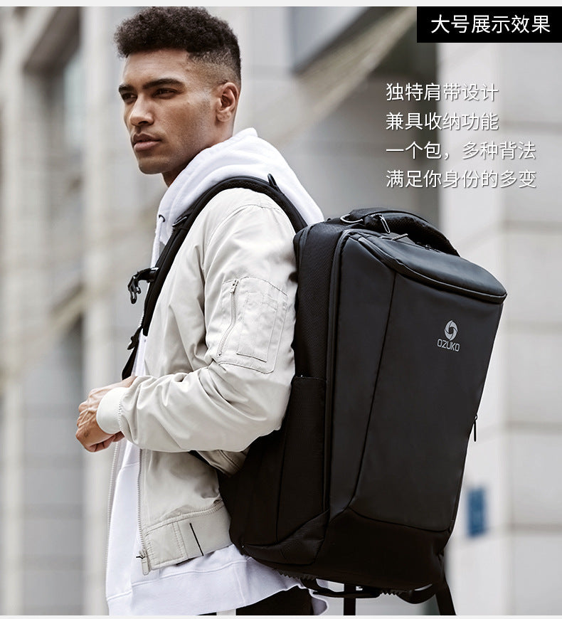 ozuko New business backpack for men, outdoor multifunctional travel bag, waterproof1715-inch Laptop Backpack