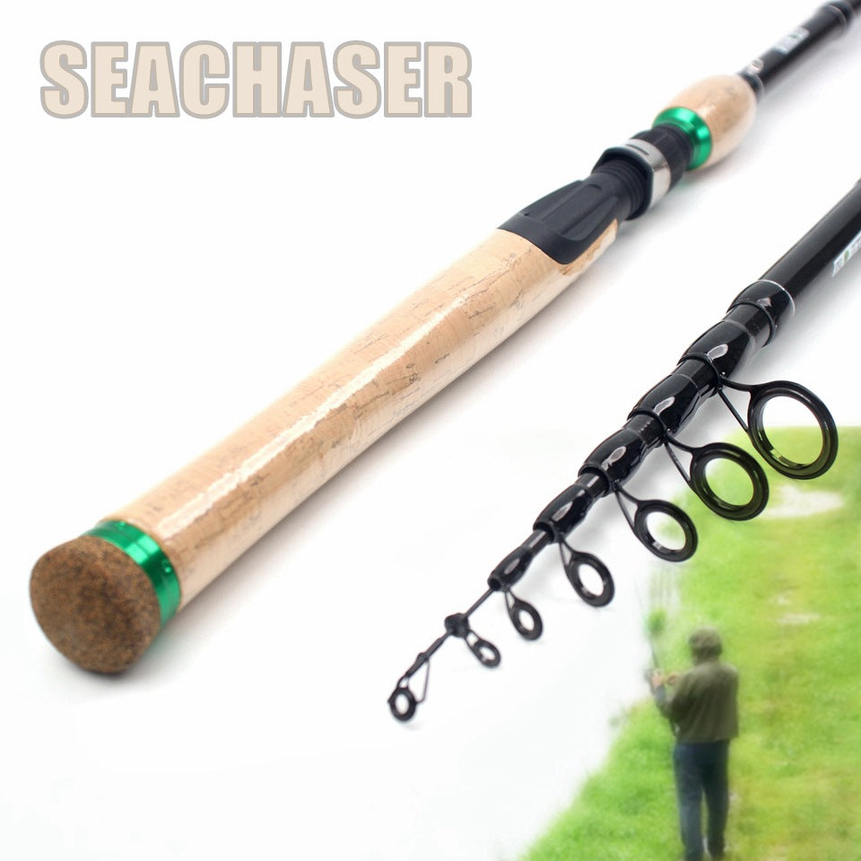 Carbon Fiber Telescopic Lure Rod with Extended Cork Handle, Ultra-Hard European and American Style Popular Bass and Snakehead Fishing Rod