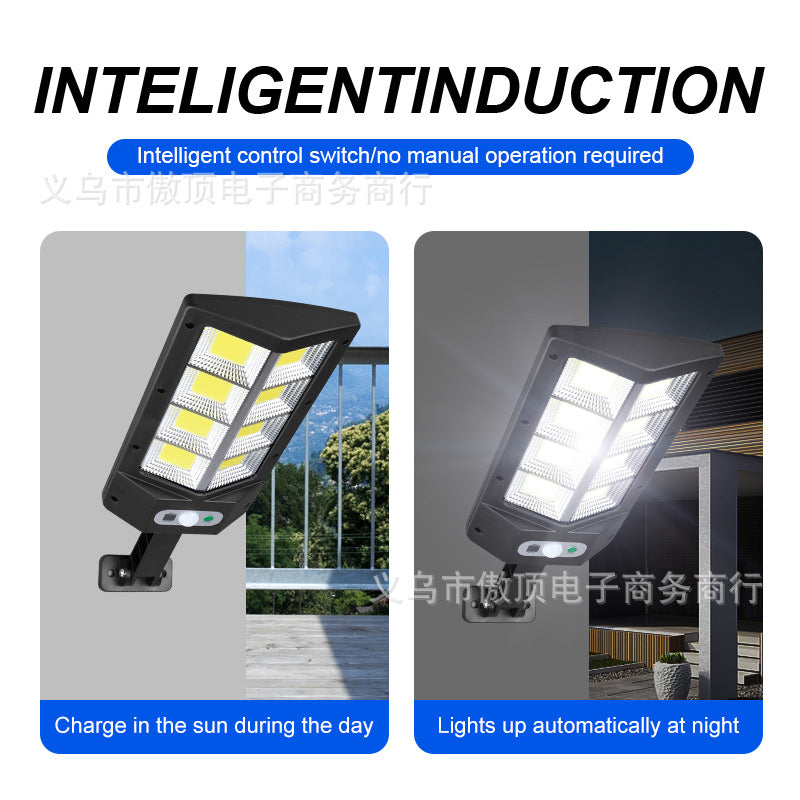 Solar outdoor garden light with human body sensor wall light for home use, waterproof outdoor lighting COB Street Lamp Landscape lamp