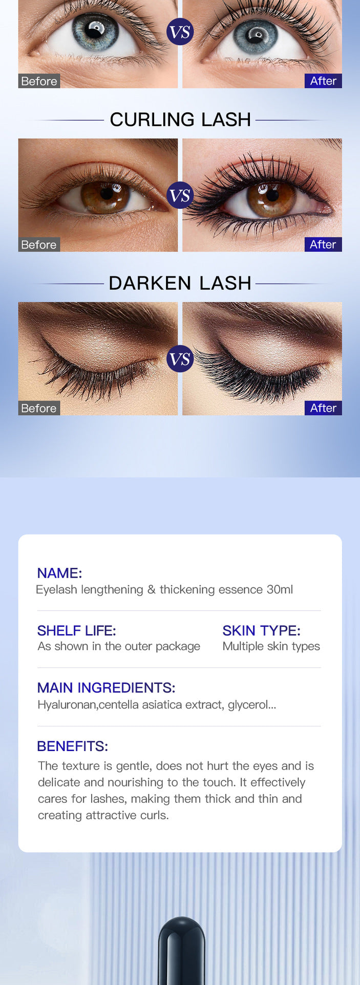 Full English Curling Eyelashes Thick Mascara SADOER Long and Dense Essence Liquid  Wholesale