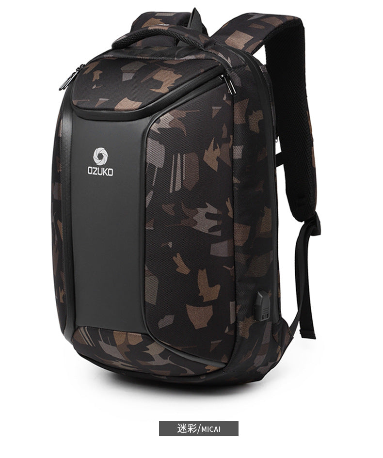 ozuko New Men's Business Backpack School Bag Student Multifunctional Computer usb Waterproof Korean Style Backpack