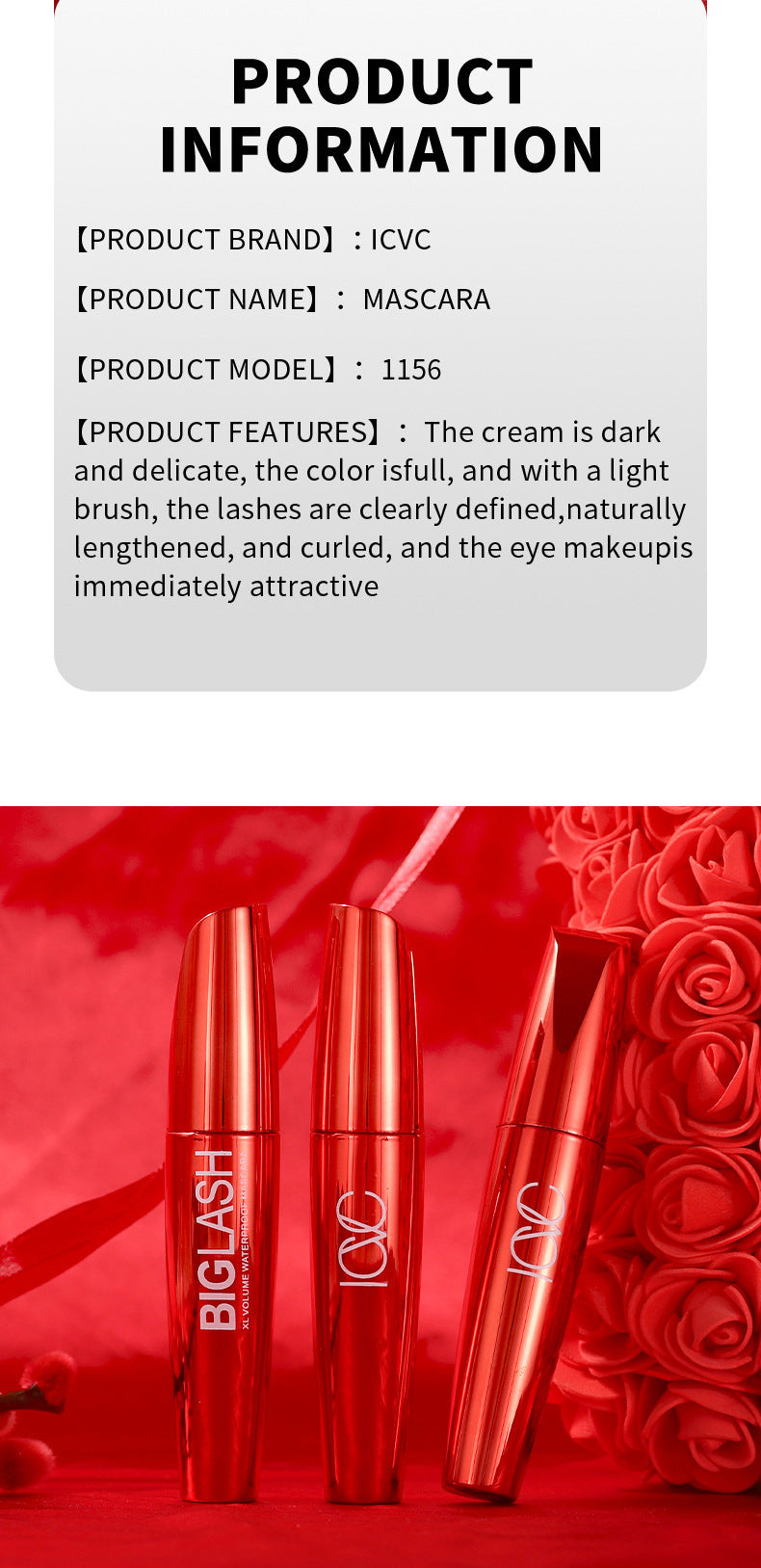 European Beauty Makeup Volumizing Curling Mascara Large Brush Head Dense Lengthening Waterproof Smudge-proof Mascara Makeup