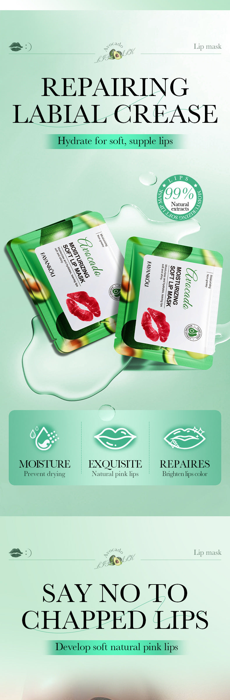 Plant and Fruit Lip Mask Series FAYANKOU Moisturizing Anti-Chap Hydrating Lip Patches Cross-Border Wholesale