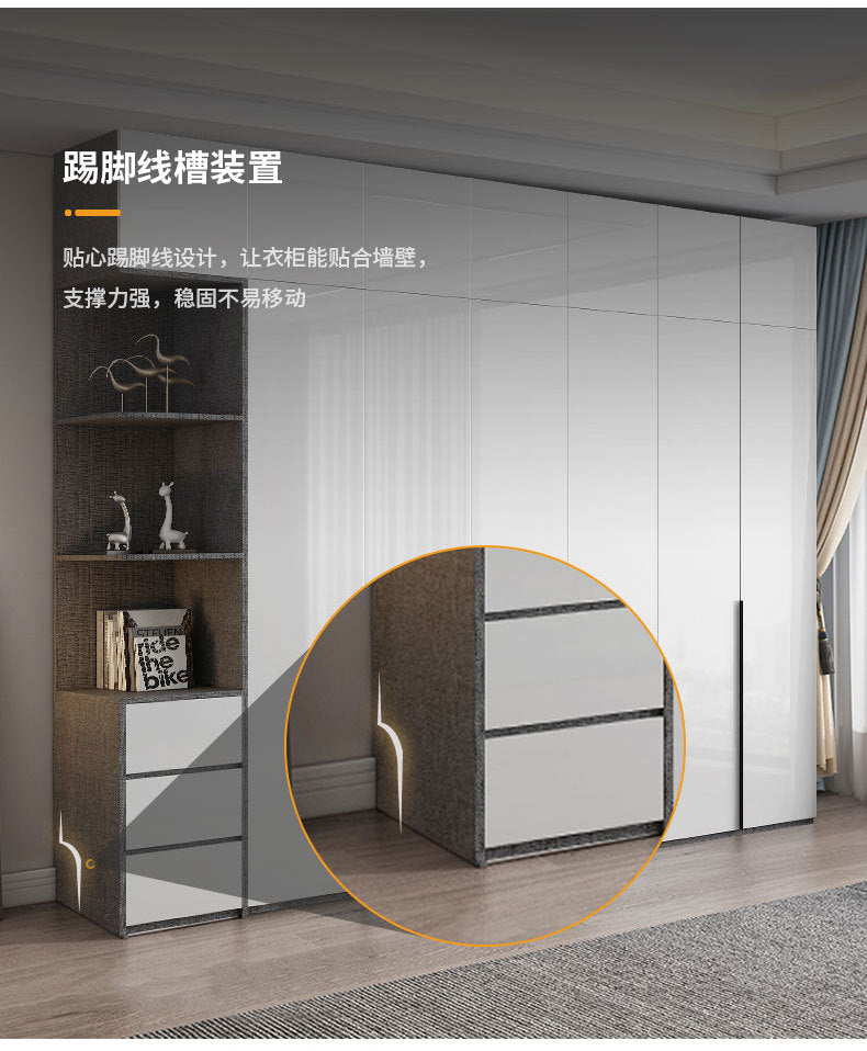 Wardrobe Light Luxury High-End Feel Home Bedroom Simple Rental Room Storage Cabinet Economical Overall Combination Wardrobe Customization