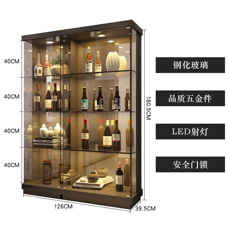 Custom Apartment Glass Wine Cabinet Light Luxury Transparent Collection Figurine Display Cabinet Factory Direct Sales Undertakes Hotel Projects