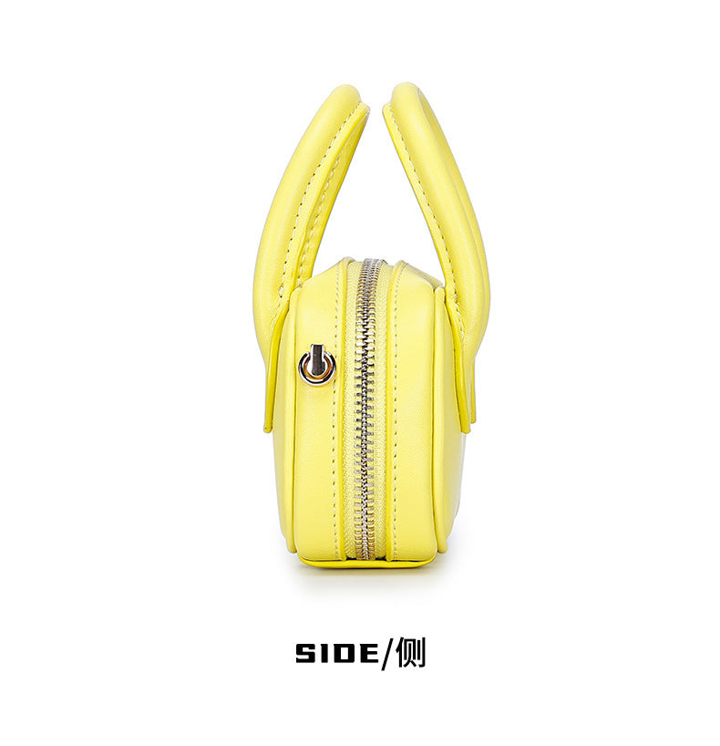 Korean Style Niche Pam Handbag for Women Fashionable Versatile Crossbody Bag Cowhide Handheld Lipstick Coin Purse Double Zipper