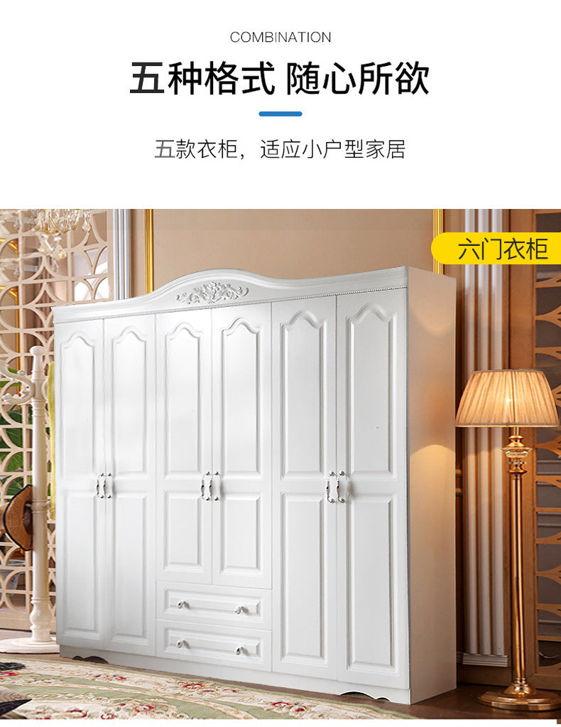 Economical Cabinet Three or Four Doors Bedroom Wardrobe Storage Panel Multi-Functional Assembly European Style Multi-Functional Storage Closet