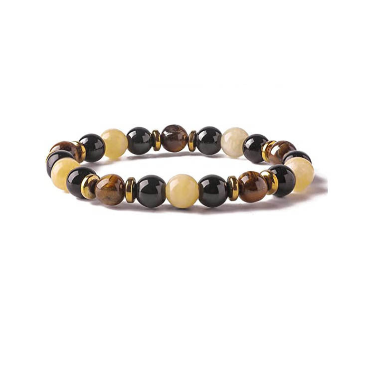 Black Gallstone Elastic Bracelet for Women Friendship Gift Cross Pendant Tiger Eye Blue Vein Agate Beaded Bracelet