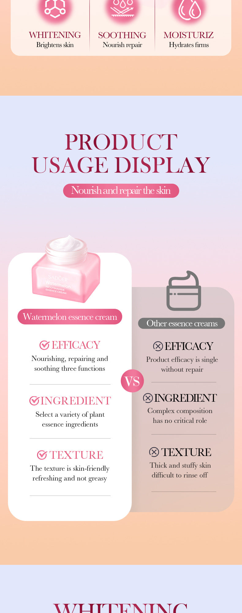 Watermelon Niacinamide Essence Lotion SADOER Skin rejuvenation moisturizing cream cross-border foreign trade wholesale