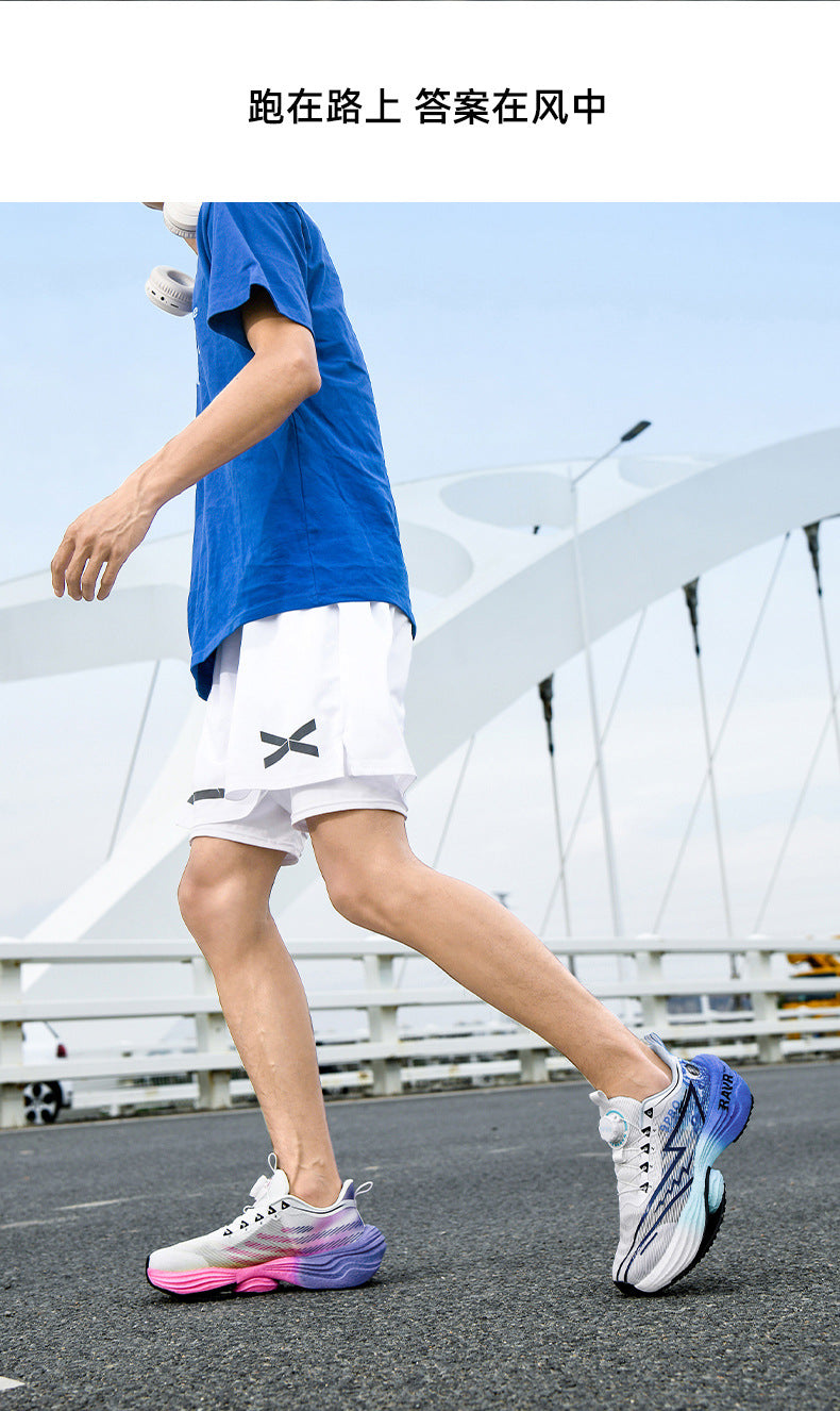 2025Autumn Winter Casual Fashion Double Mesh Knob Buckle Sneakers Super High Elastic Soft Sole Carbon Plate Anti-Slip Running Shoes