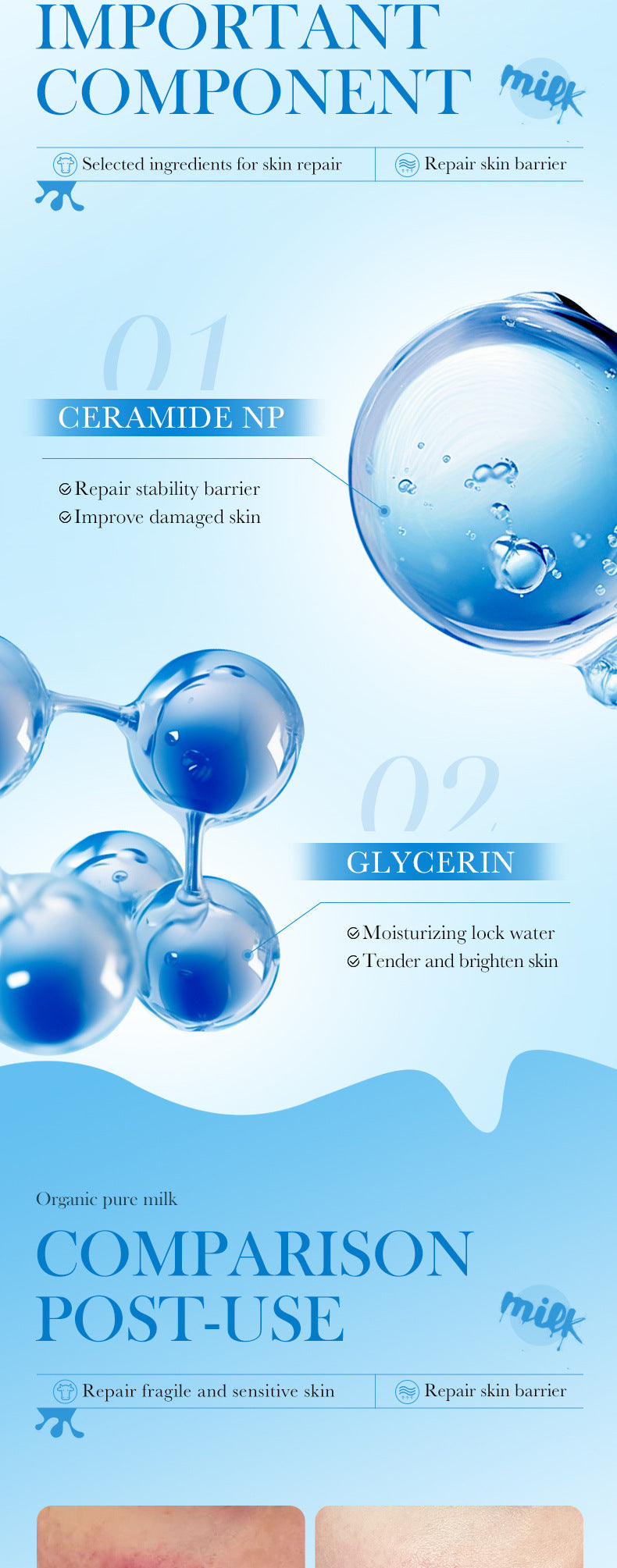 Milk Moisturizing Cream50g SADOER Ceramide Moisturizing and Rejuvenating Face Cream Cross-Border Wholesale