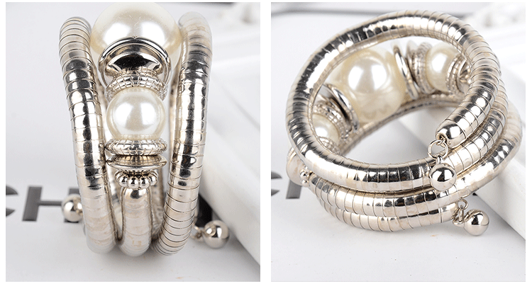 European and American Three-Circle Surround Pearl Bracelet Fashionable High-End Glossy Surface Gift for Women on Holidays Multi-Layer Bracelet