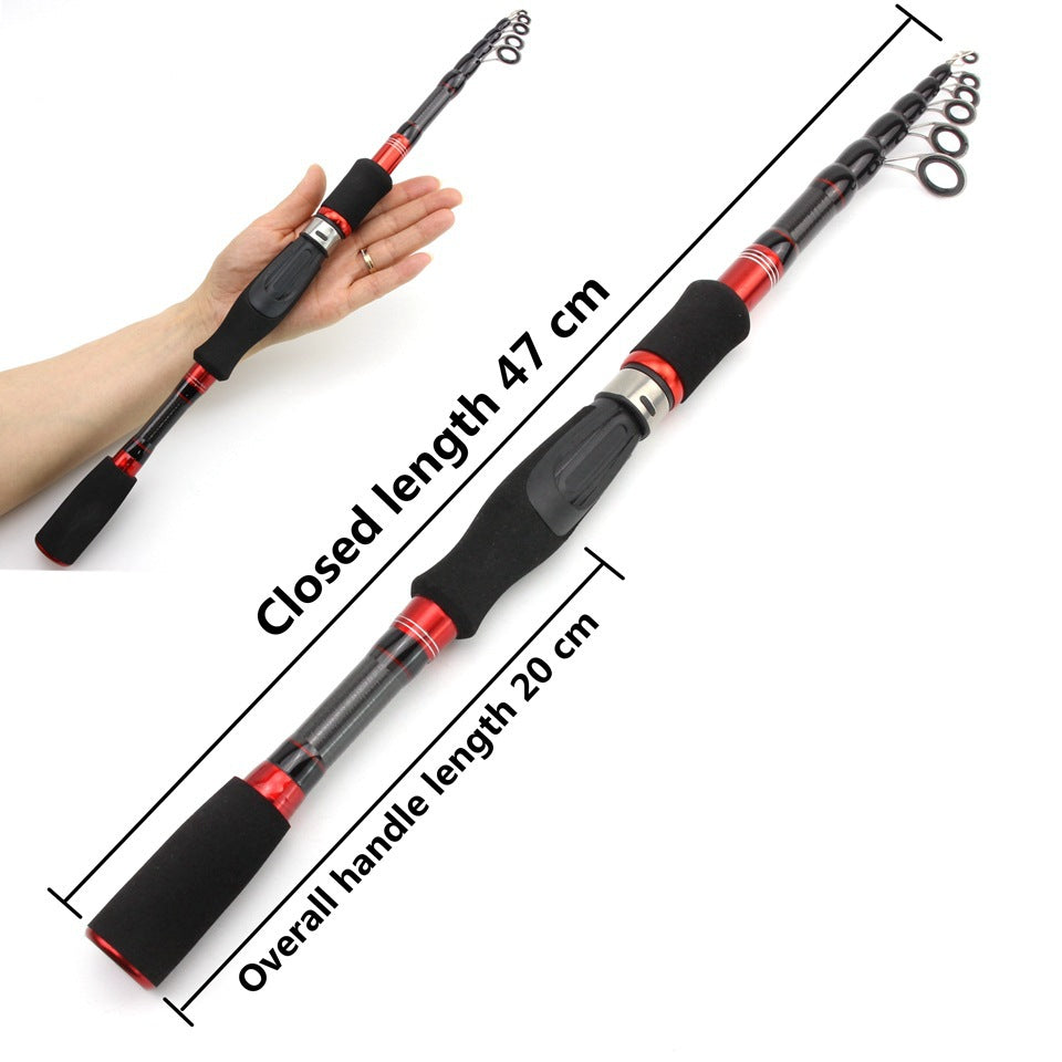 Carbon Fiber Telescopic Lure Rod Short Section Telescopic47Centimeter sea rod can be used FBA Overseas Warehouse Fishing Gear