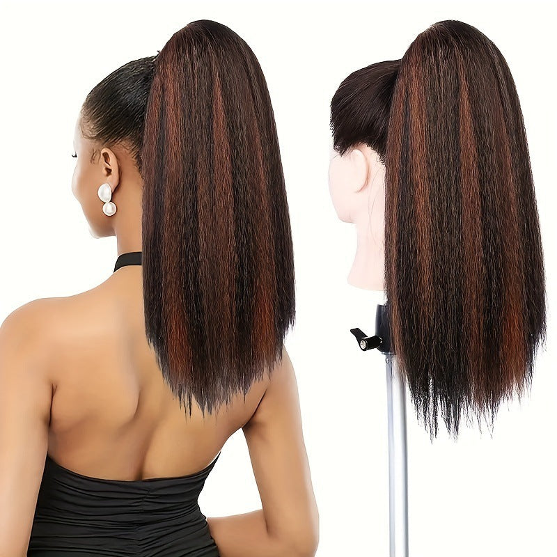 European and American Style Claw Clip Ponytail Wig yaki Ponytail Fluffy Straight Hair Short Ponytail African Synthetic Long Hair Braid