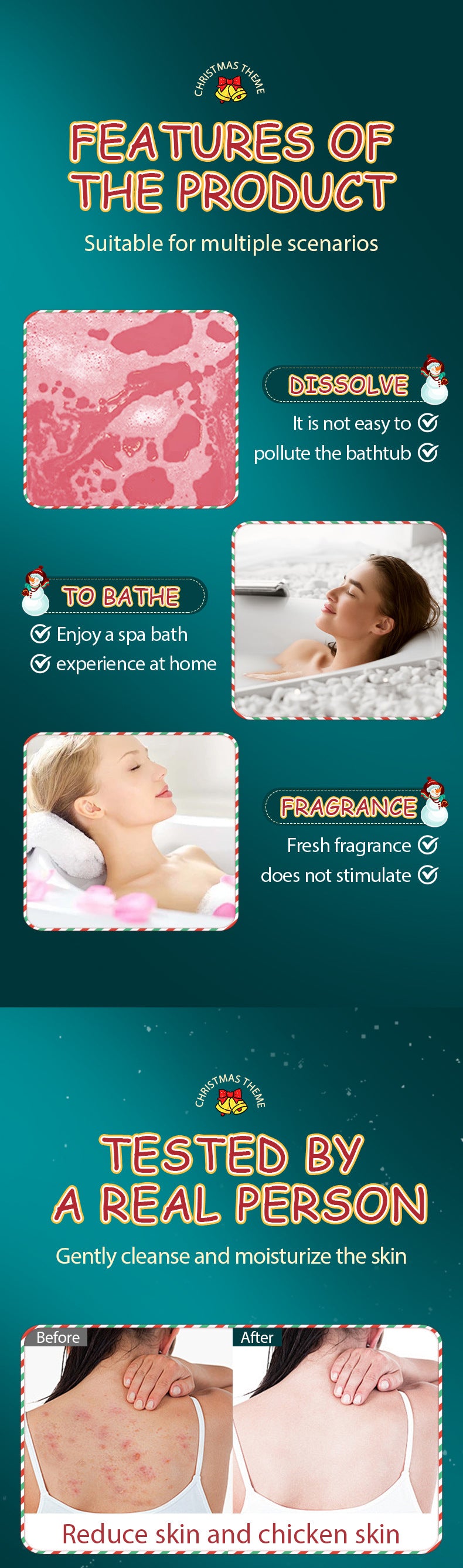 Cross-Border Christmas Stocking Bath Bombs SADOER Deep Cleansing Body Bath Bath Salts Export Manufacturer Wholesale