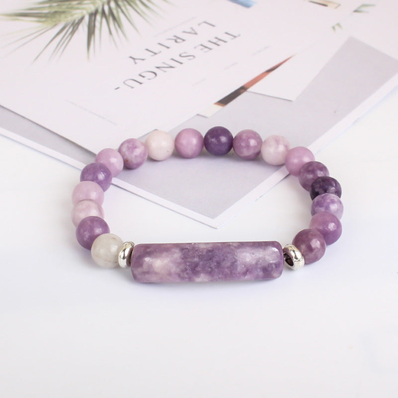 Natural Rose Quartz Beaded Bracelet for Women Fashion Gift Elastic Cord Black Agate White Jade Tiger Eye Stone Bridge Bracelet