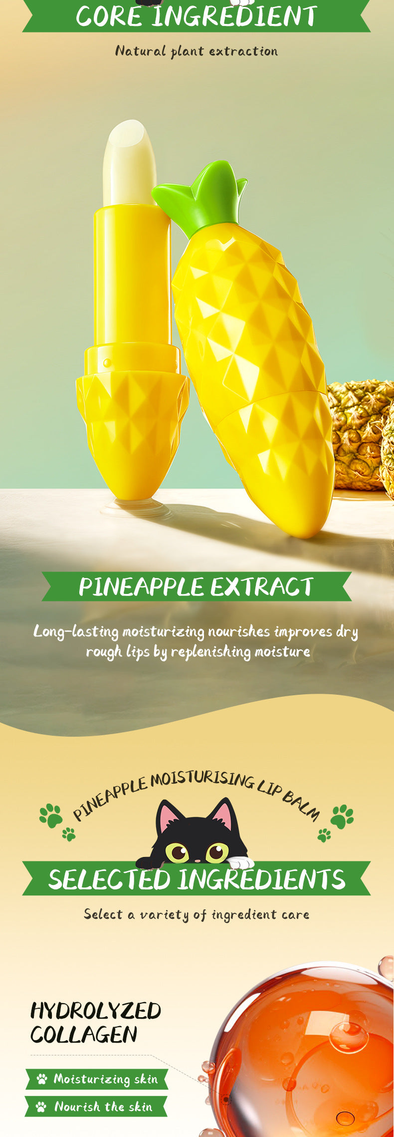 Pineapple Lip Balm SADOER Autumn and winter moisturizing lip balm wholesale for cross-border trade