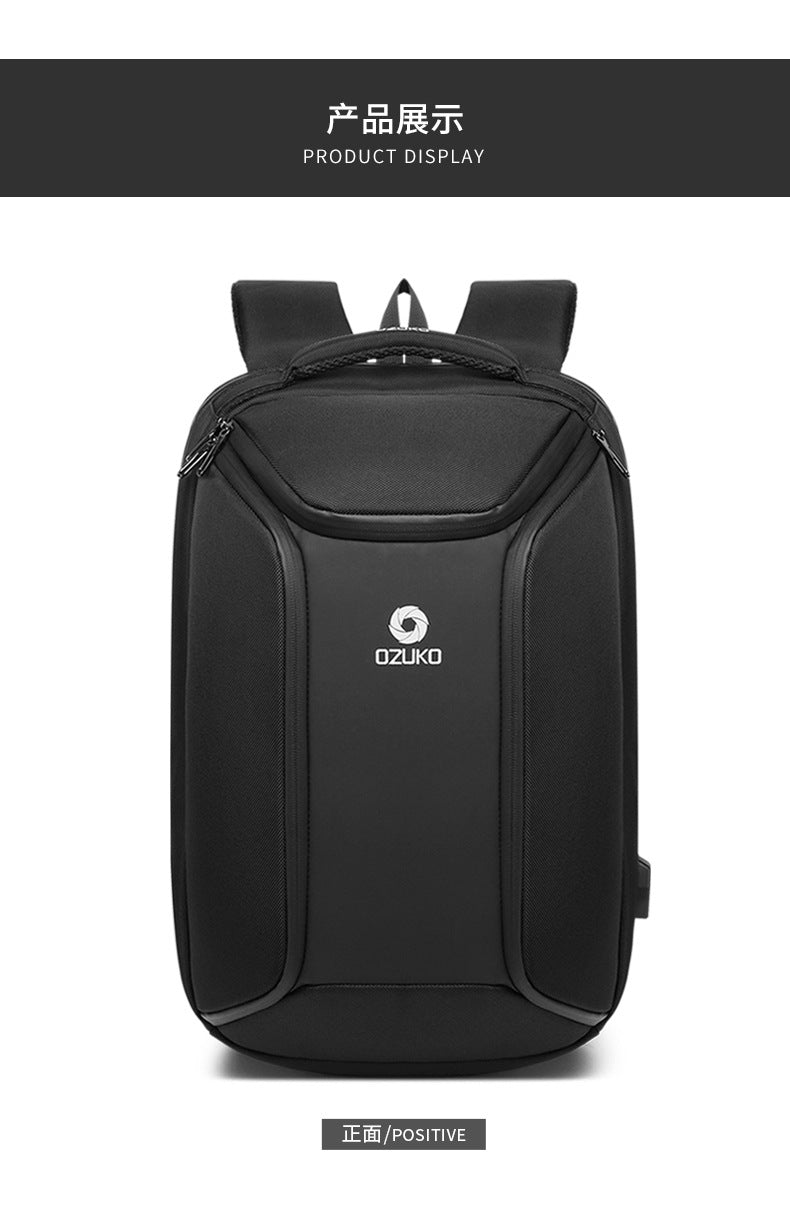 ozuko New Men's Business Backpack School Bag Student Multifunctional Computer usb Waterproof Korean Style Backpack